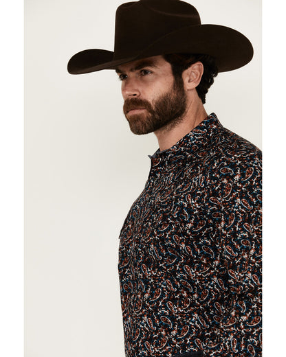 Men's Take Flight Paisley Print Long Sleeve Snap Western Sh Black