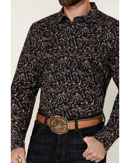 Men's Take Flight Paisley Print Long Sleeve Snap Western Sh Black