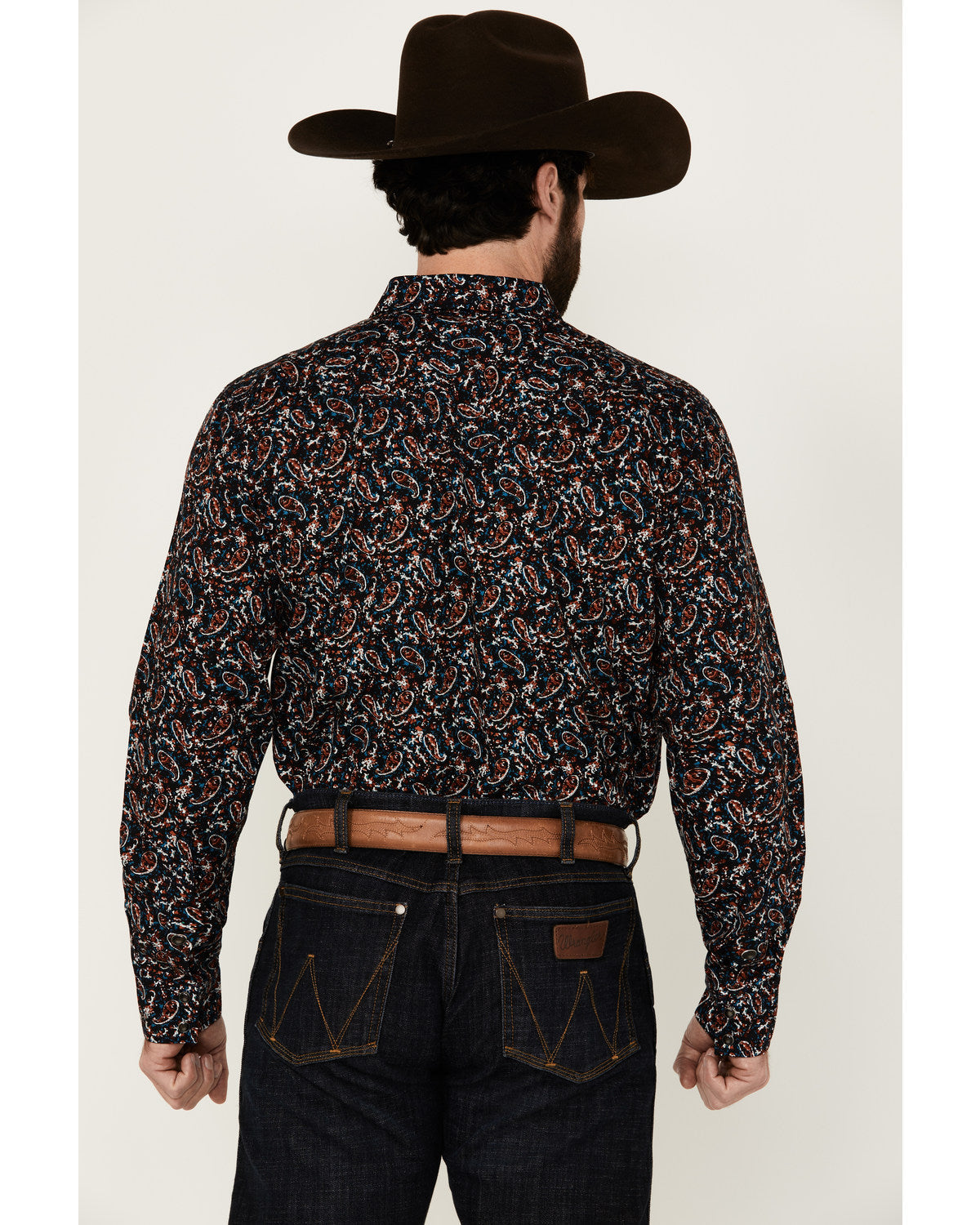 Men's Take Flight Paisley Print Long Sleeve Snap Western Sh Black