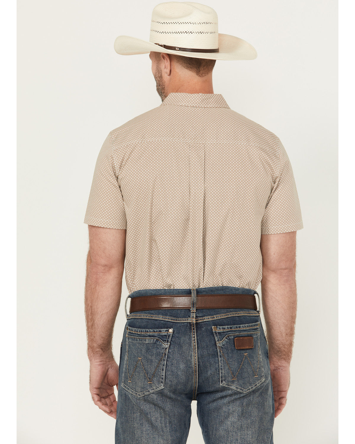Men's Grill And Greet Geo Print Short Sleeve Button-Down St Tan
