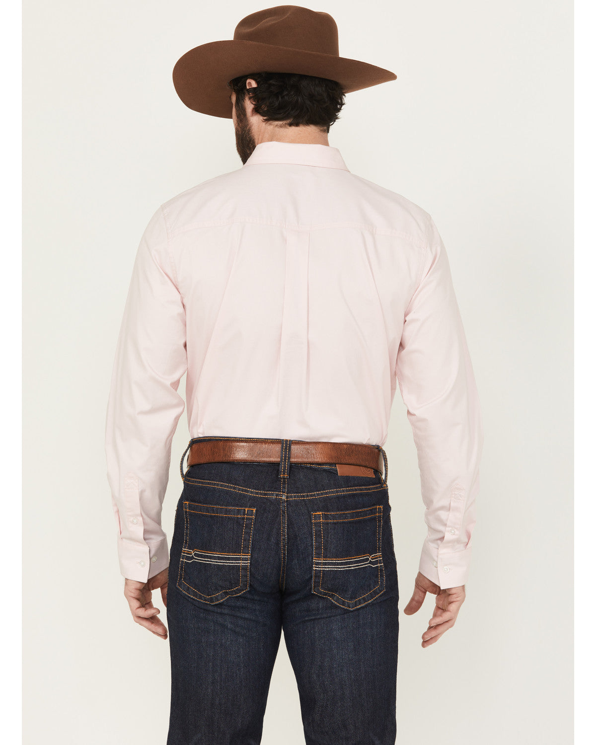 Men's Performance Twill Solid Long Sleeve Button-Down Stret Pink