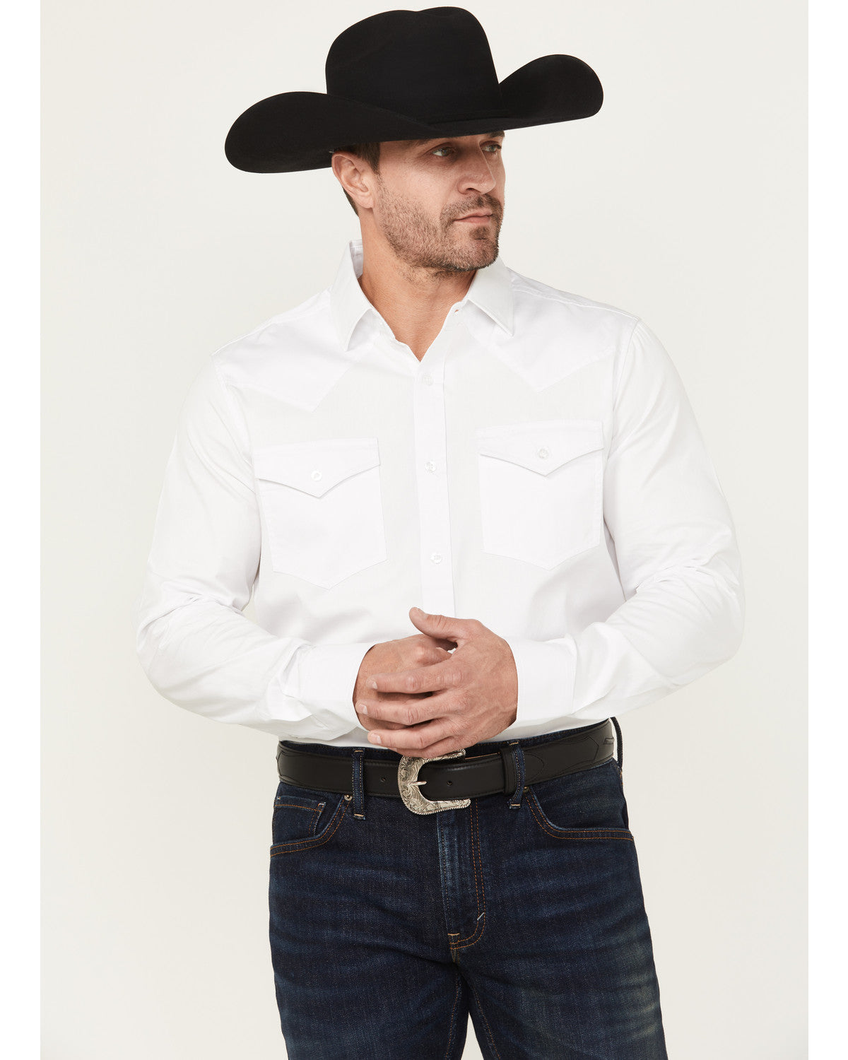 Black 1978® Men's Lawman Solid Long Sleeve Button-Down West White