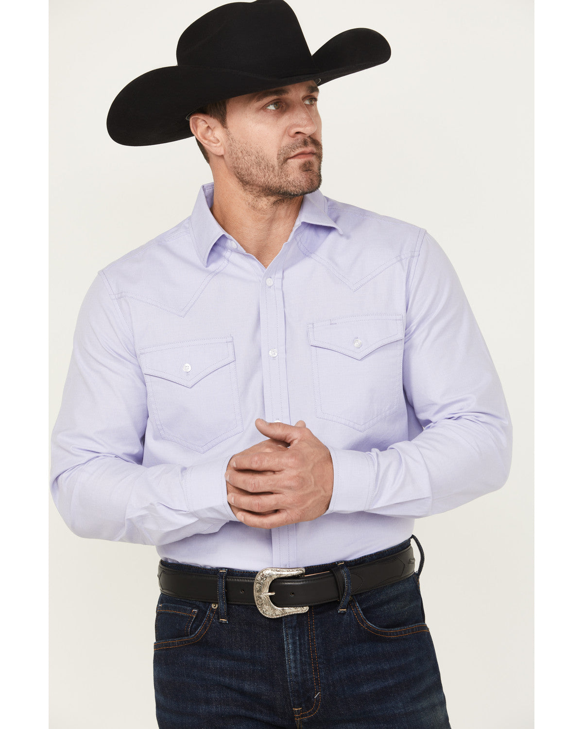 Black 1978® Men's Lawman Solid Long Sleeve Button-Down West Light Blue