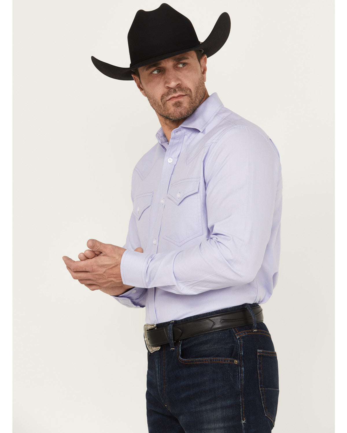 Black 1978® Men's Lawman Solid Long Sleeve Button-Down West Light Blue
