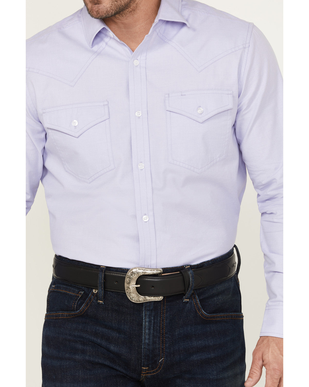 Black 1978® Men's Lawman Solid Long Sleeve Button-Down West Light Blue