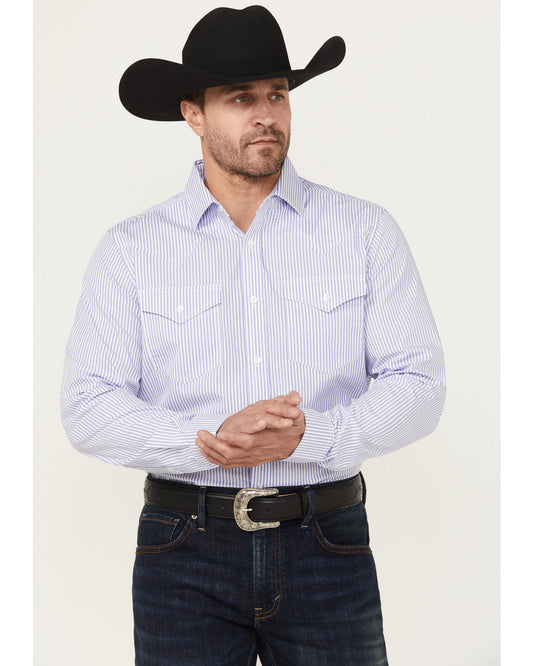 Black 1978® Men's Condor Striped Print Long Sleeve Button-D Light Blue