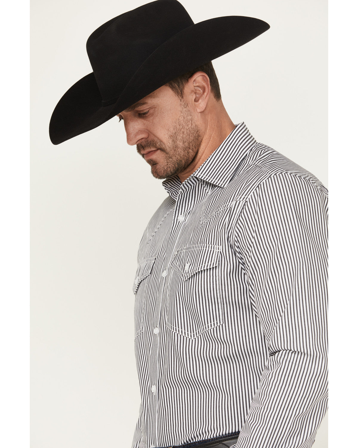 Black 1978® Men's Condor Striped Print Long Sleeve Button-D Black