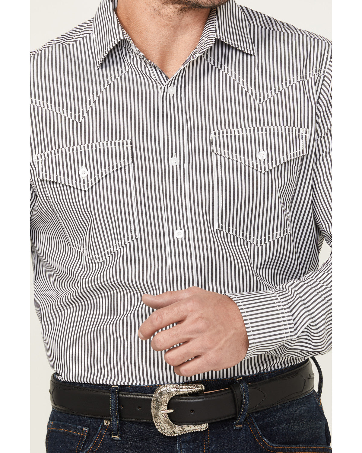 Black 1978® Men's Condor Striped Print Long Sleeve Button-D Black