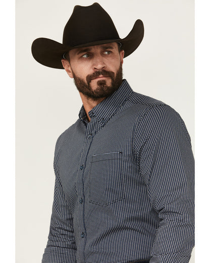 Men's Chris Geo Print Long Sleeve Button-Down Stretch Weste Dark Blue