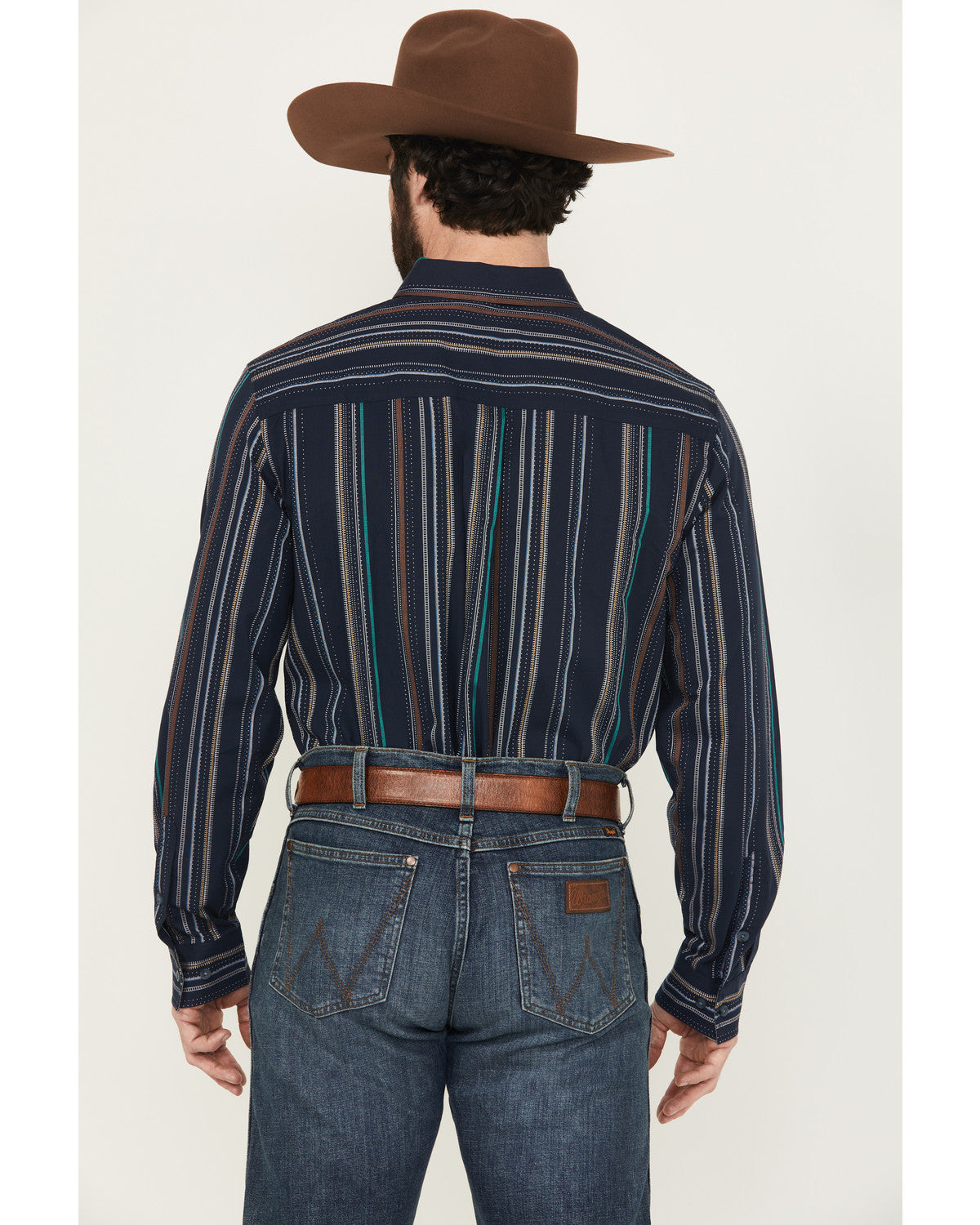 Men's Blake Striped Long Sleeve Button-Down Stretch Western Navy