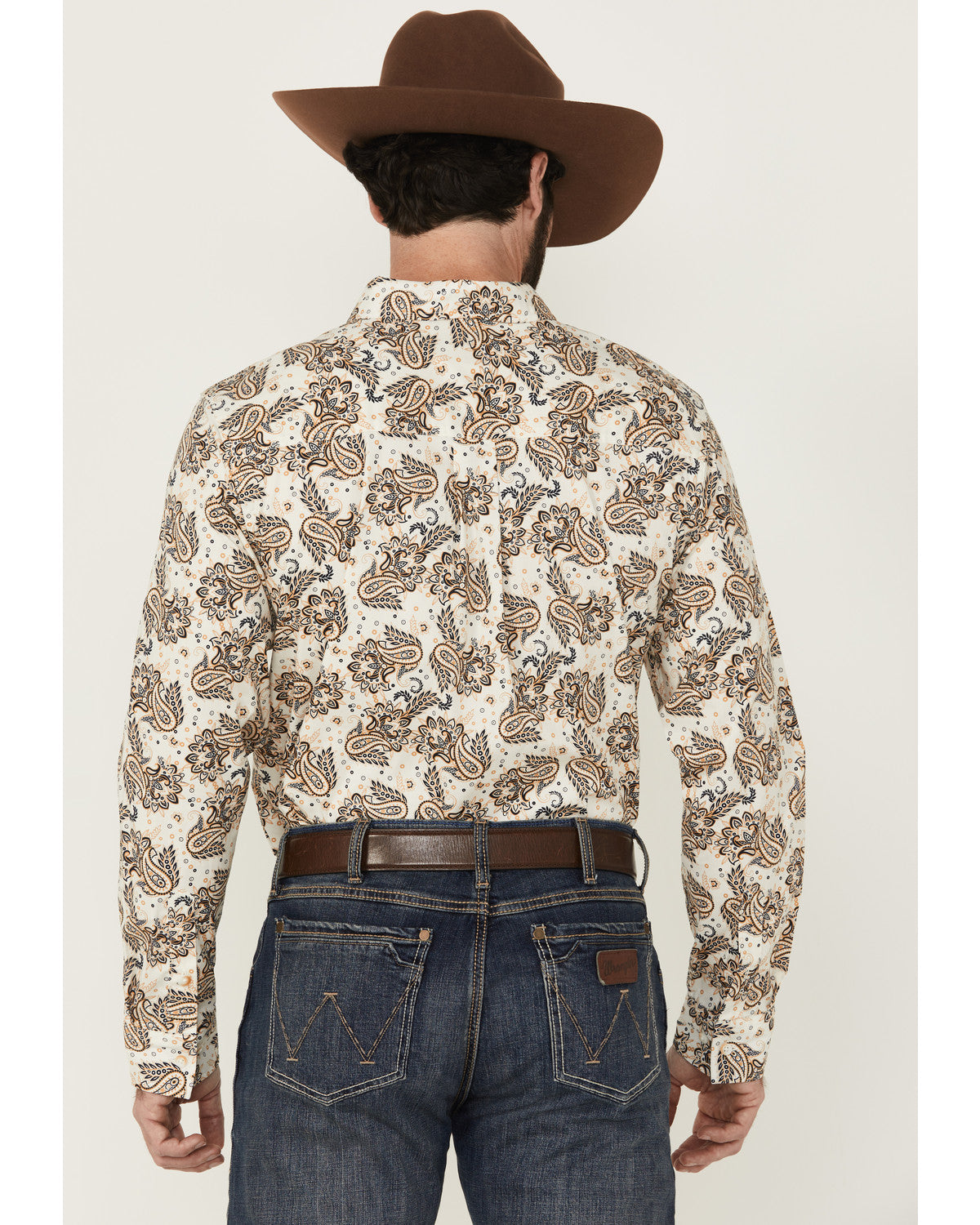 Men's Kendall Paisley Print Long Sleeve Button-Down Stretch Tan
