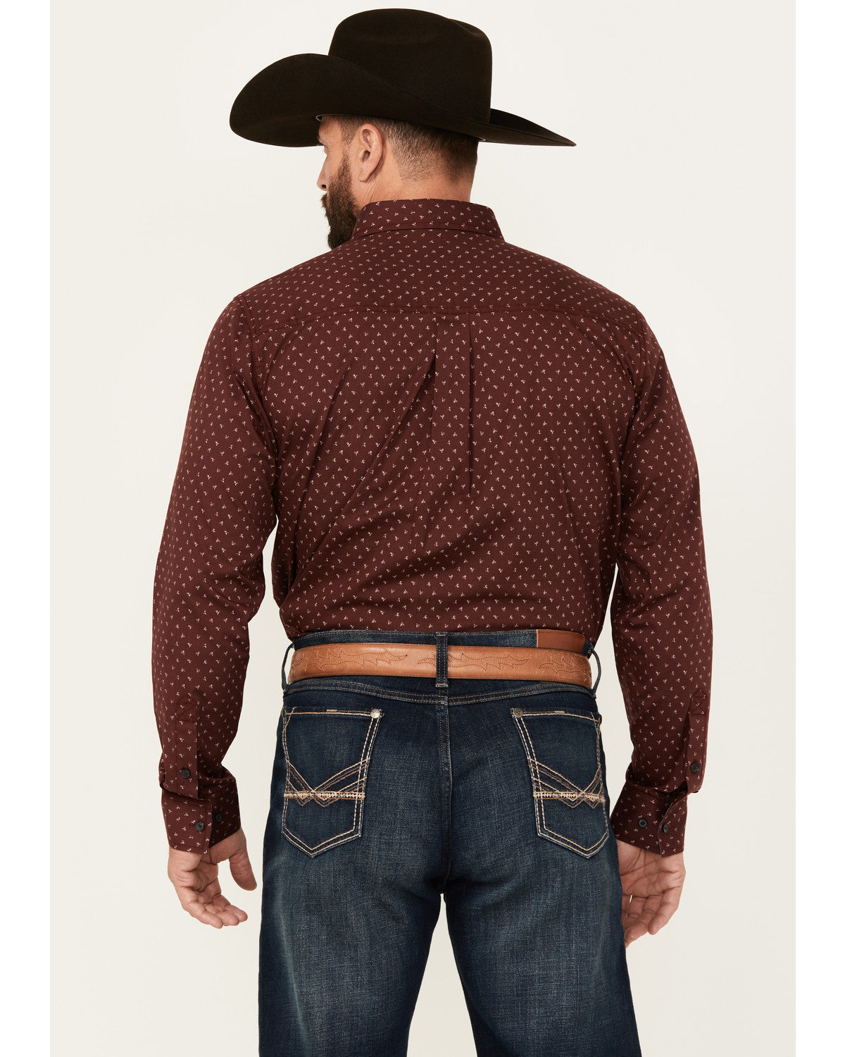 Men's Williams Mini Floral Print Long Sleeve Button-Down St Burgundy