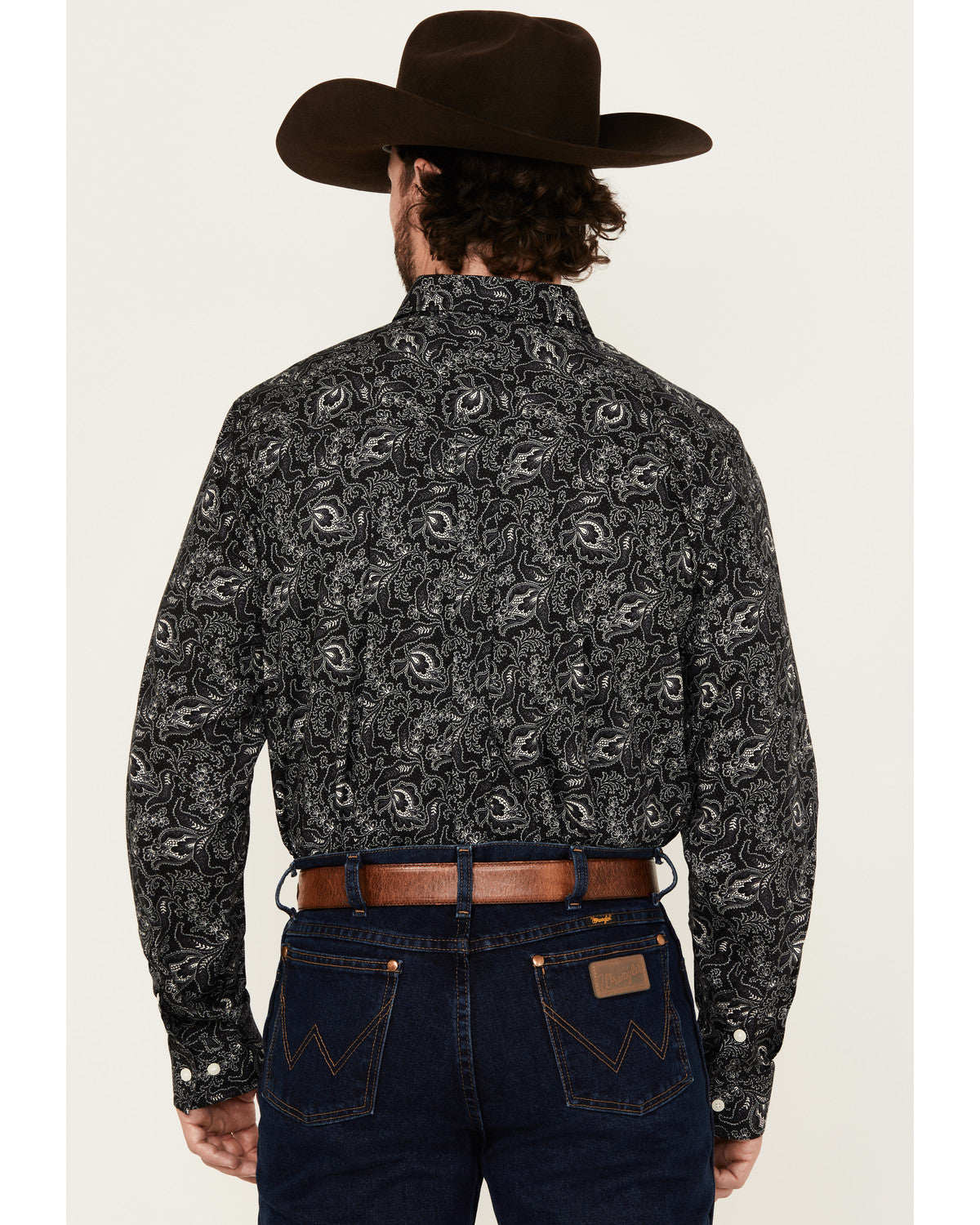 Men's Parker Paisley Print Long Sleeve Button-Down Stretch Black