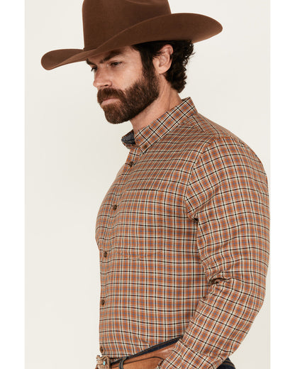Men's Adkins Plaid Print Long Sleeve Button-Down Stretch We Tan
