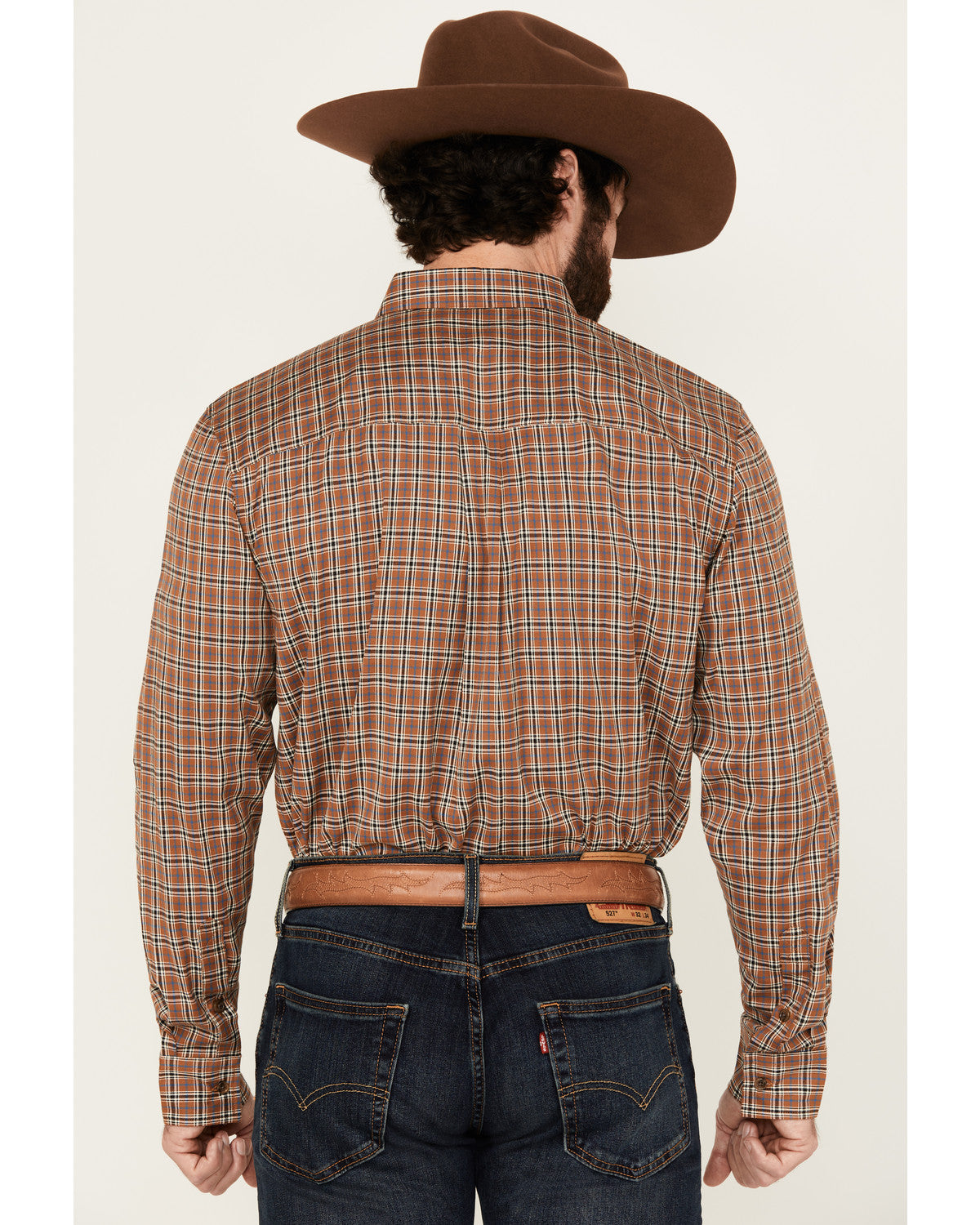 Men's Adkins Plaid Print Long Sleeve Button-Down Stretch We Tan