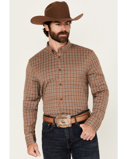Men's Adkins Plaid Print Long Sleeve Button-Down Stretch We Tan