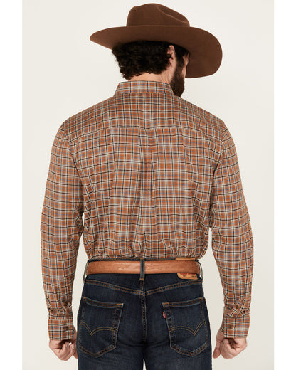 Men's Adkins Plaid Print Long Sleeve Button-Down Stretch We Tan