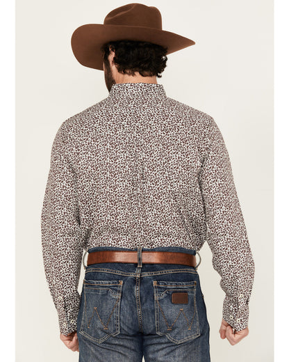 Men's Country Paisley Print Long Sleeve Button-Down Stretch White