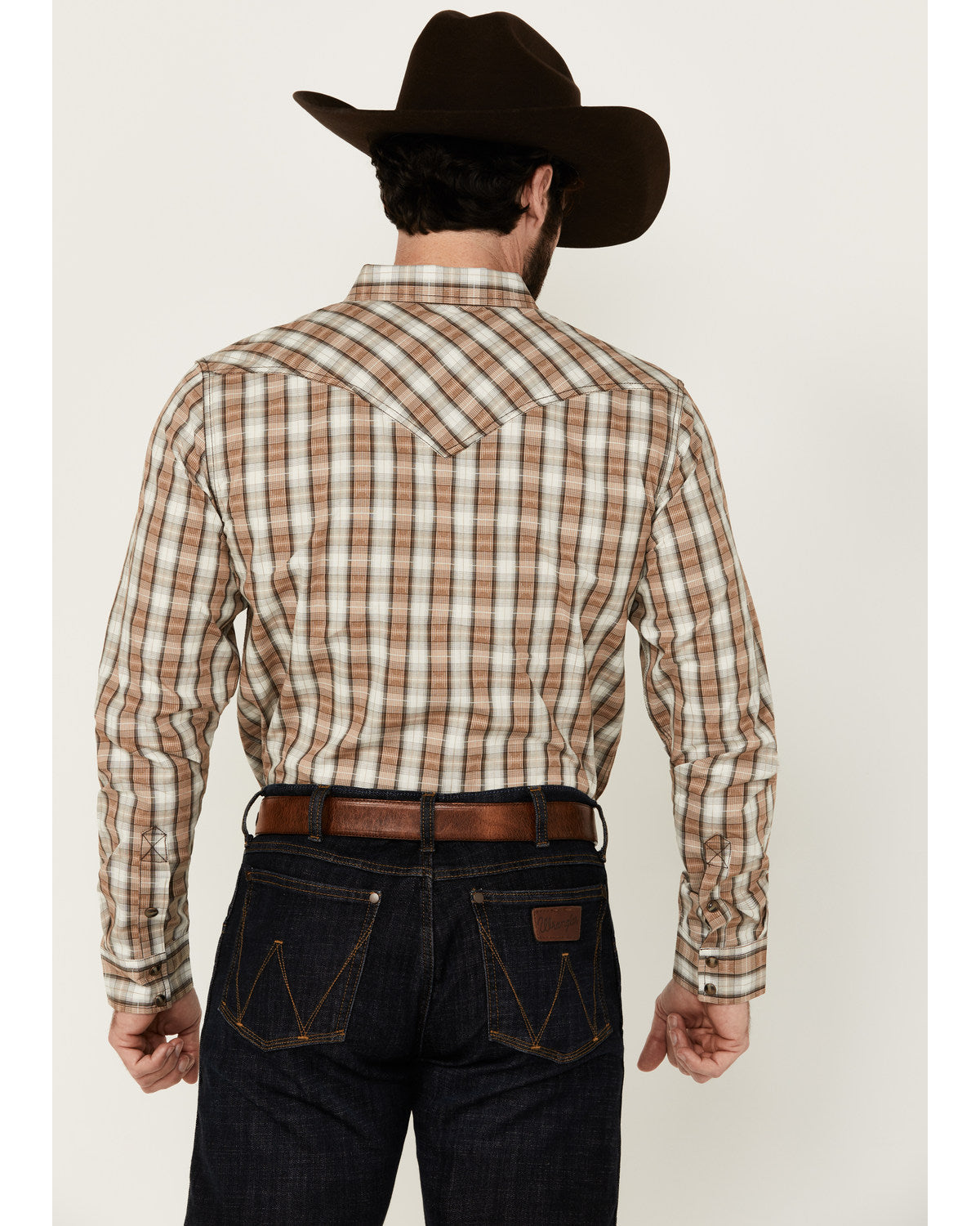 Men's Last Hurdle Plaid Print Long Sleeve Button-Down Stret Ivory