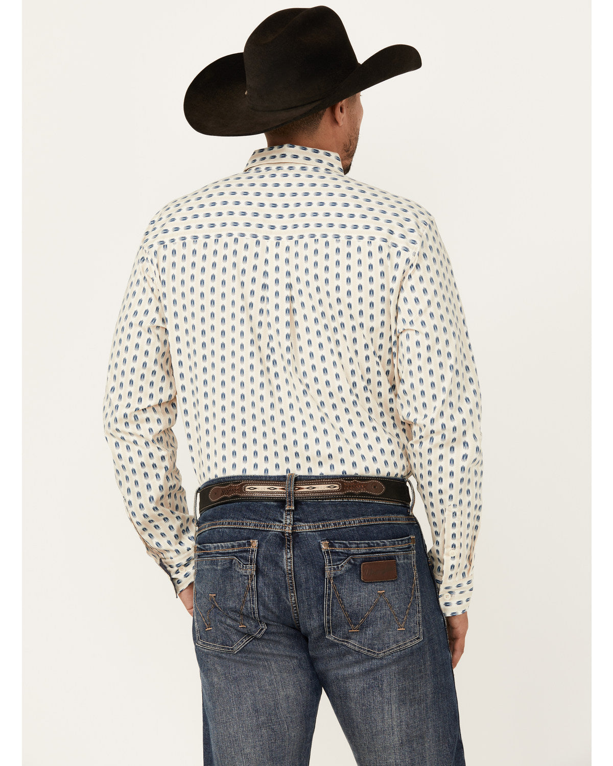 Men's Gunsmoke Striped Print Long Sleeve Button-Down Stretc Ivory