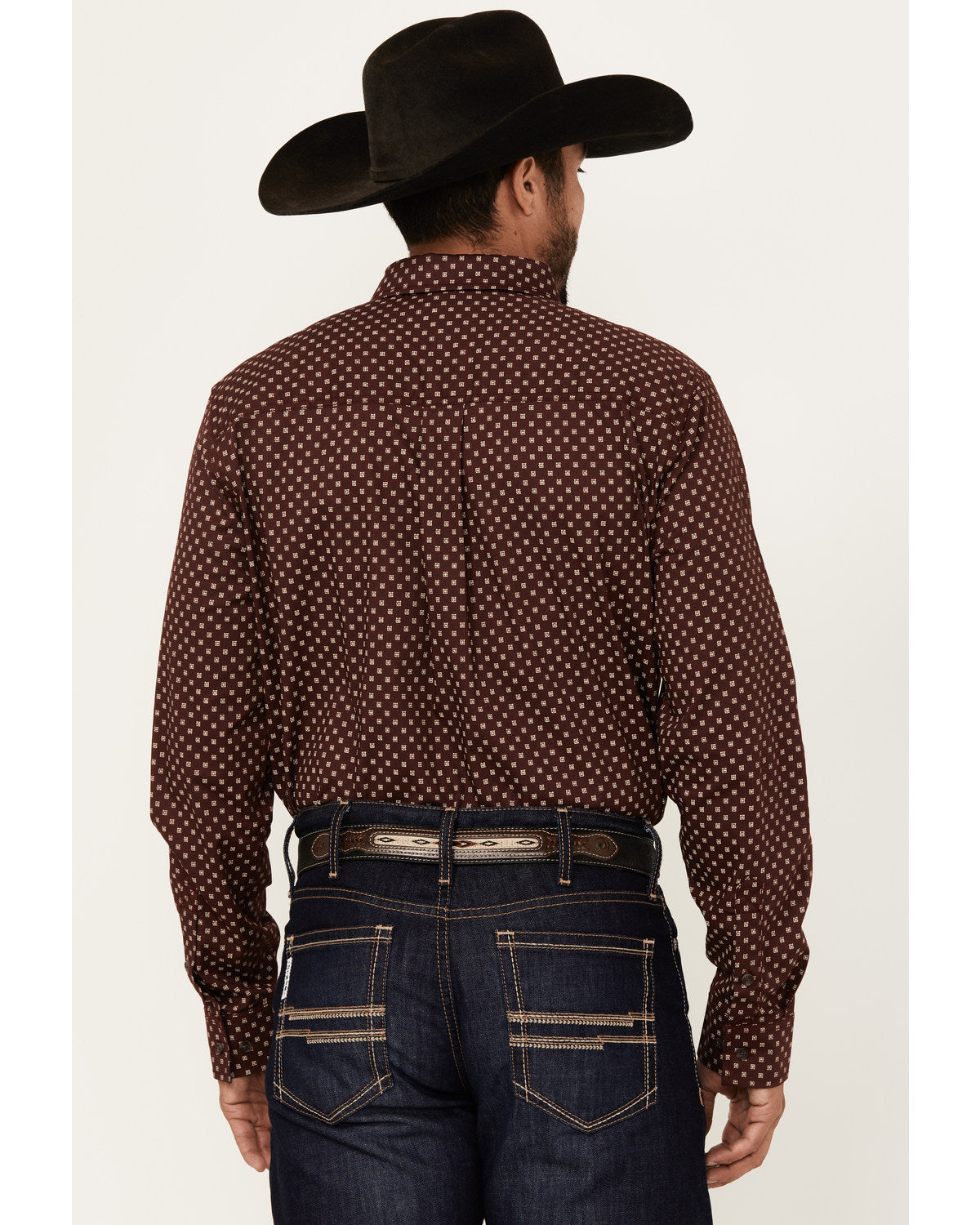 Men's Big Deal Geo Print Long Sleeve Button-Down Stretch We Burgundy