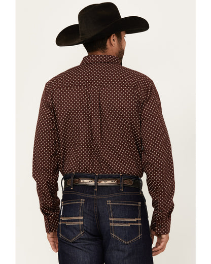 Men's Big Deal Geo Print Long Sleeve Button-Down Stretch We Burgundy