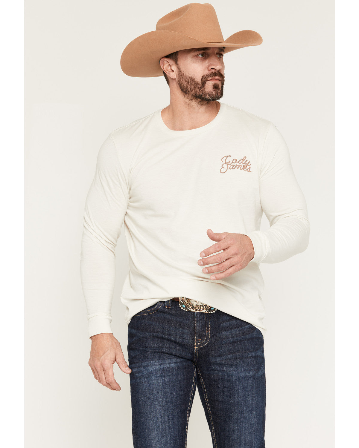 Men's Wild West Long Sleeve Graphic T-Shirt Cream