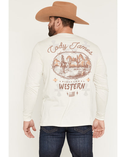 Men's Wild West Long Sleeve Graphic T-Shirt Cream