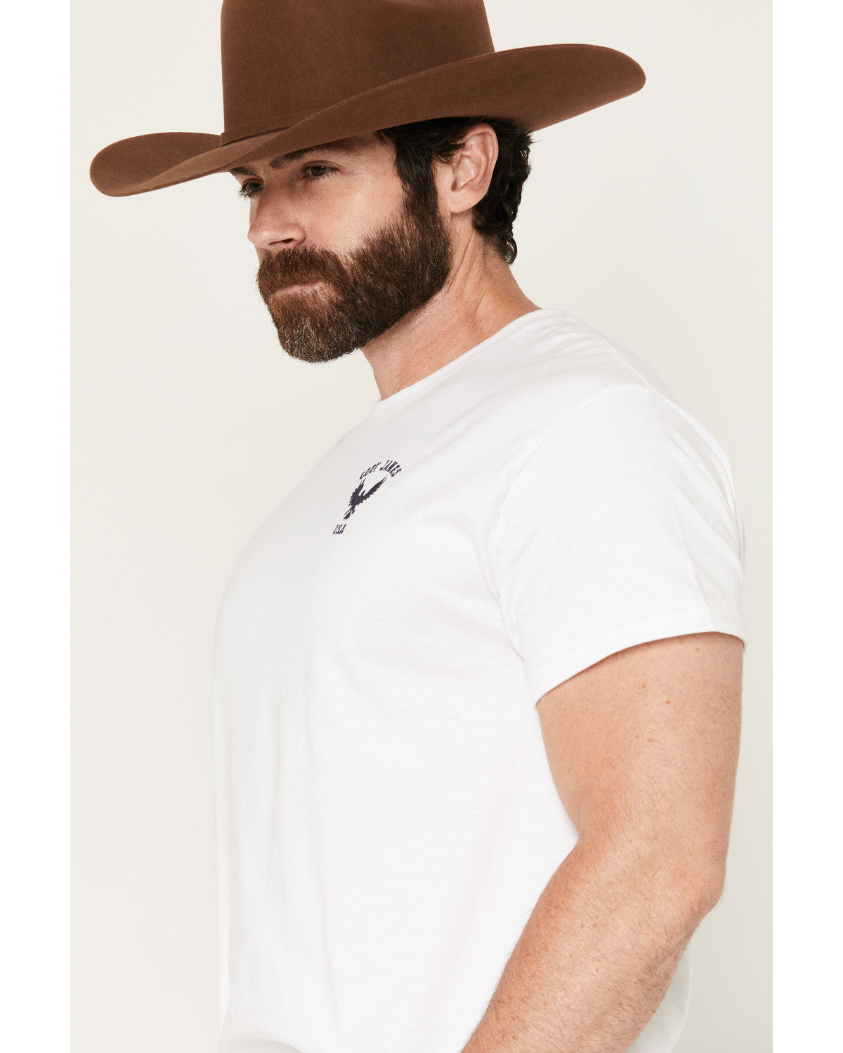 Men's USA Eagle Embroidered Short Sleeve Graphic T-Shirt White