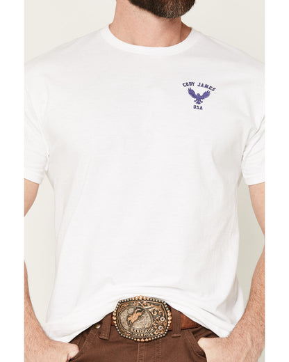 Men's USA Eagle Embroidered Short Sleeve Graphic T-Shirt White