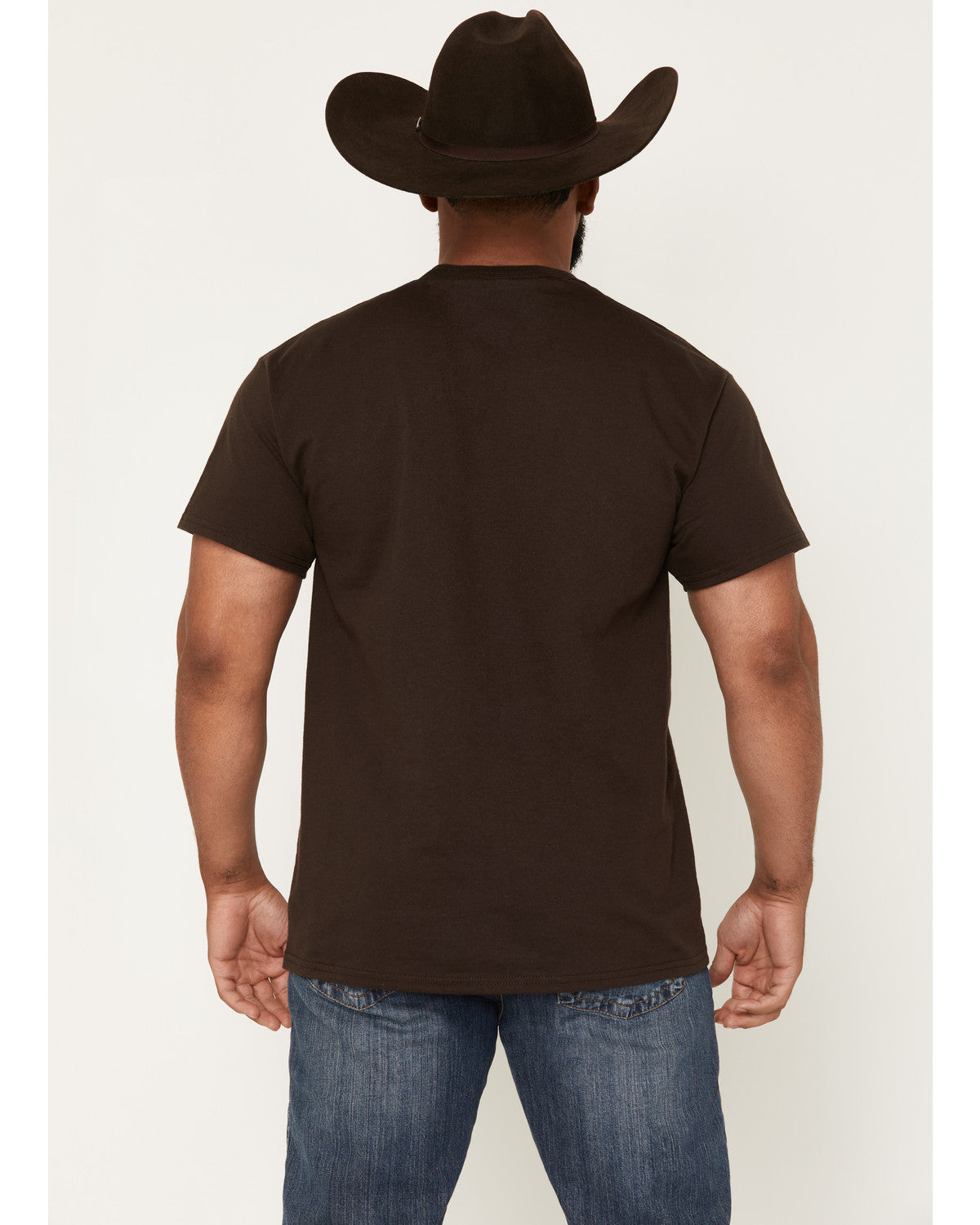 Men's Embroidered Text Short Sleeve Graphic T-Shirt Dark Brown
