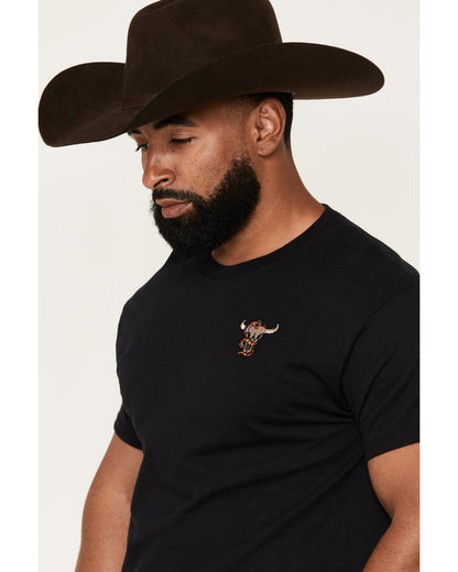 Men's Skull and Snake Embroidered Short Sleeve Graphic T-Sh Black