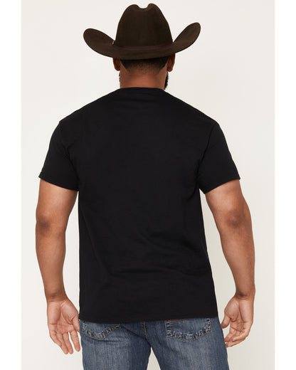 Men's Skull and Snake Embroidered Short Sleeve Graphic T-Sh Black