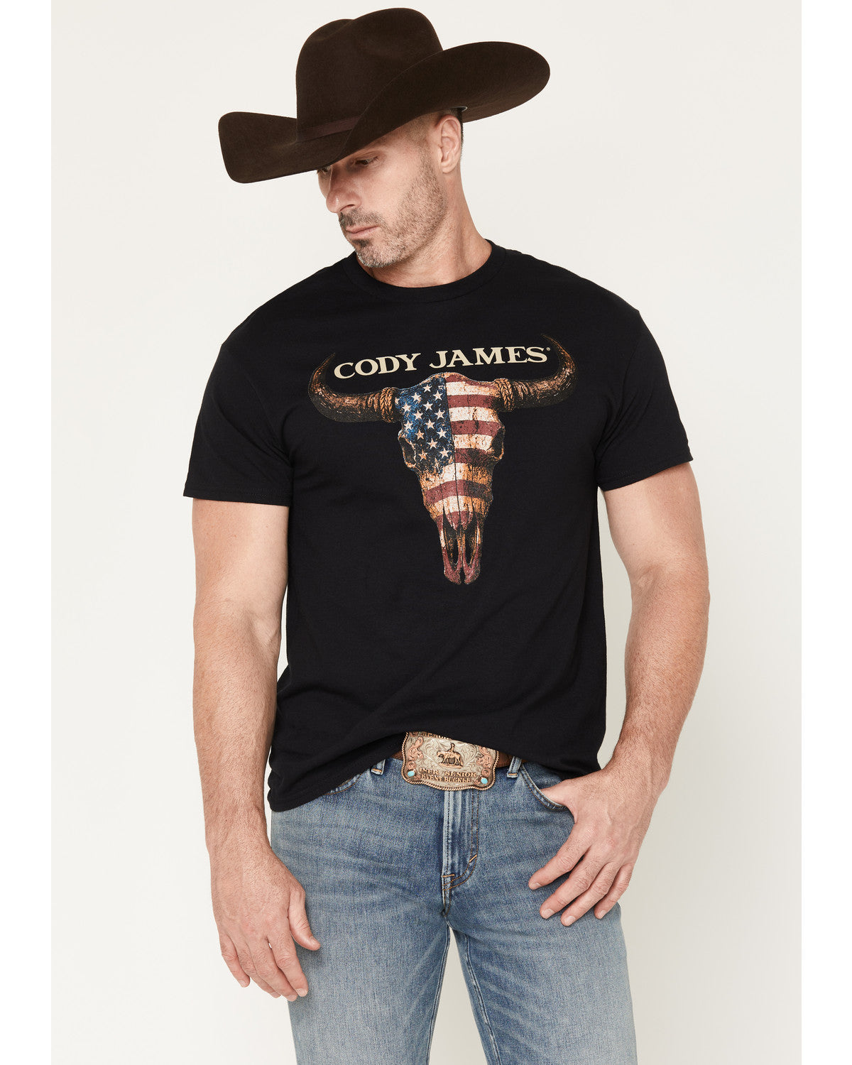 Men's Americana Steer Short Sleeve Graphic T-Shirt Black