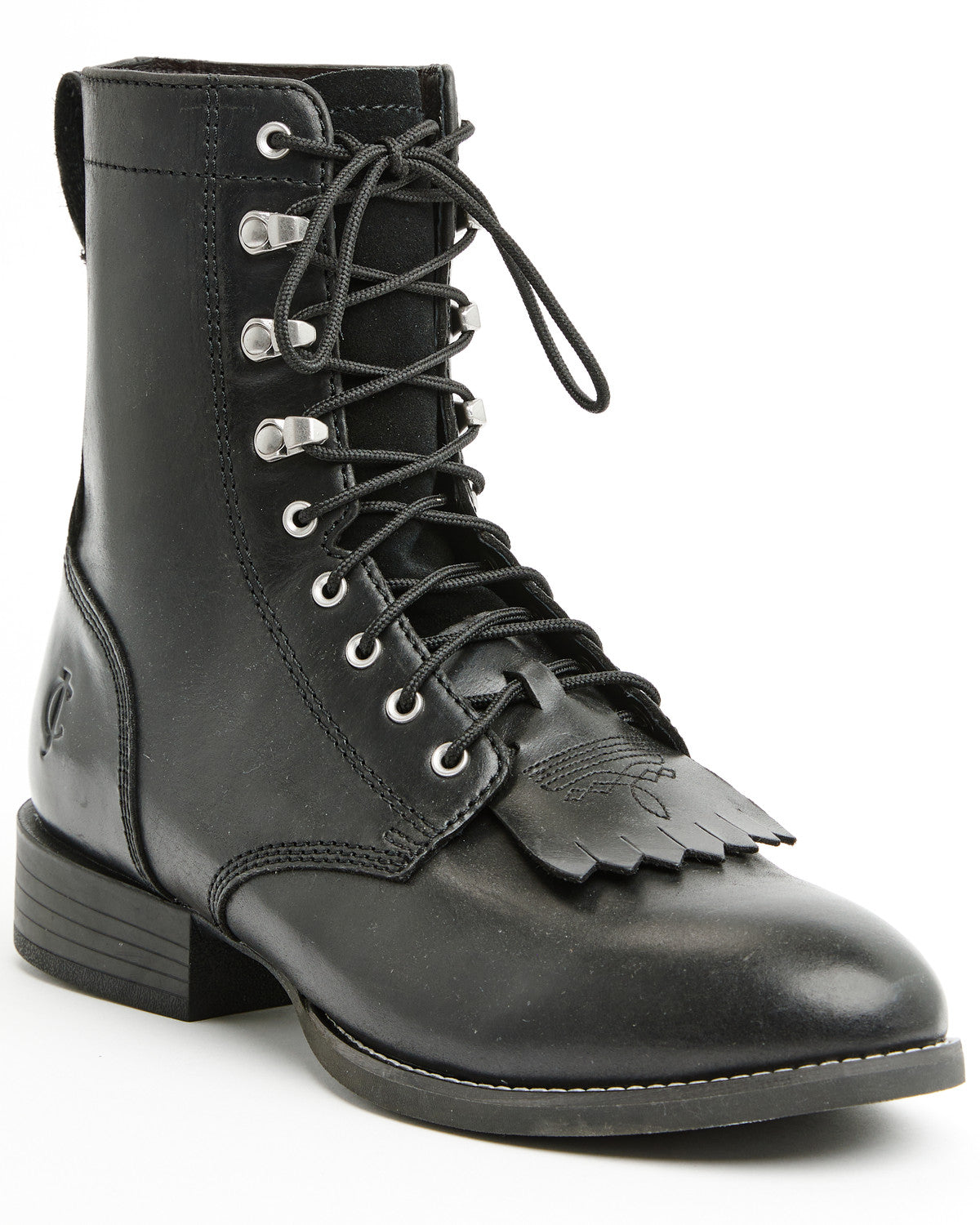 Men's 8" Highland Lace-Up Boots - Round Toe Black