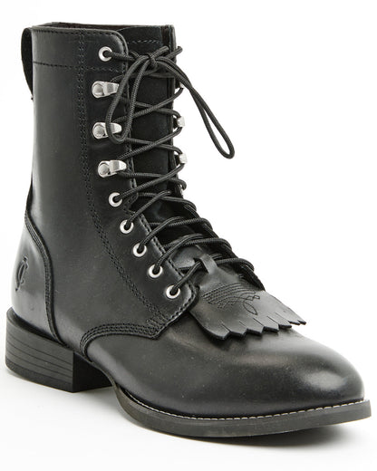 Men's 8" Highland Lace-Up Boots - Round Toe Black