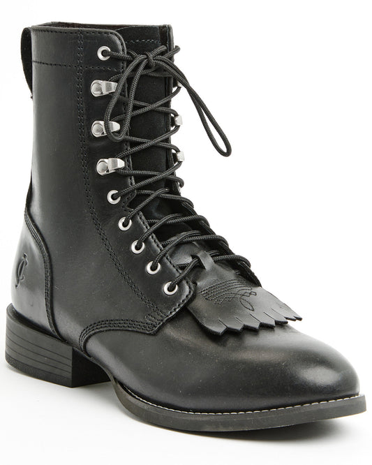 Men's 8" Highland Lace-Up Boots - Round Toe Black