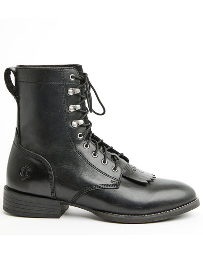 Men's 8" Highland Lace-Up Boots - Round Toe Black
