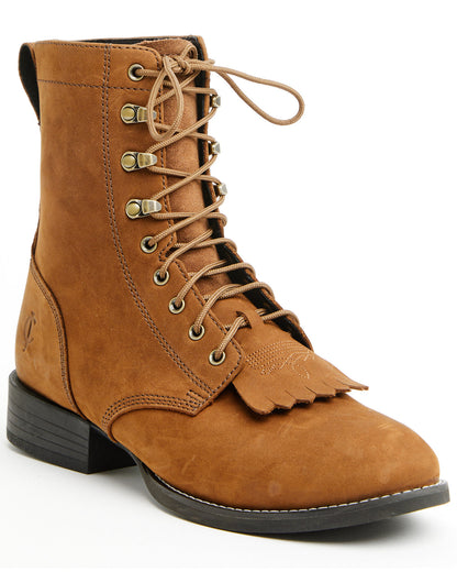 Men's 8" Highland Distressed Lace-Up Boots - Round Toe Brown
