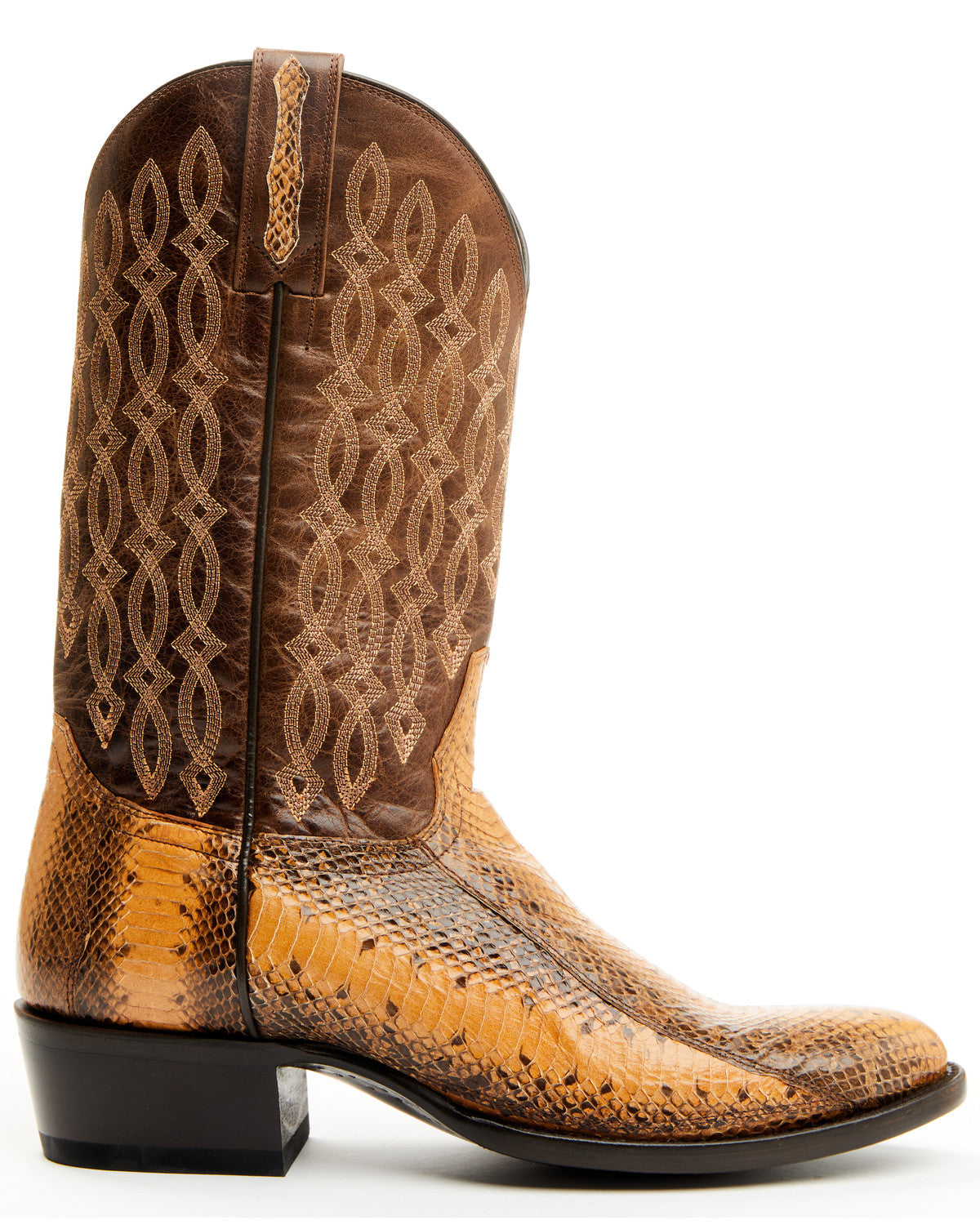 Men's Exotic Water Snake Western Boots - Round Toe Brown