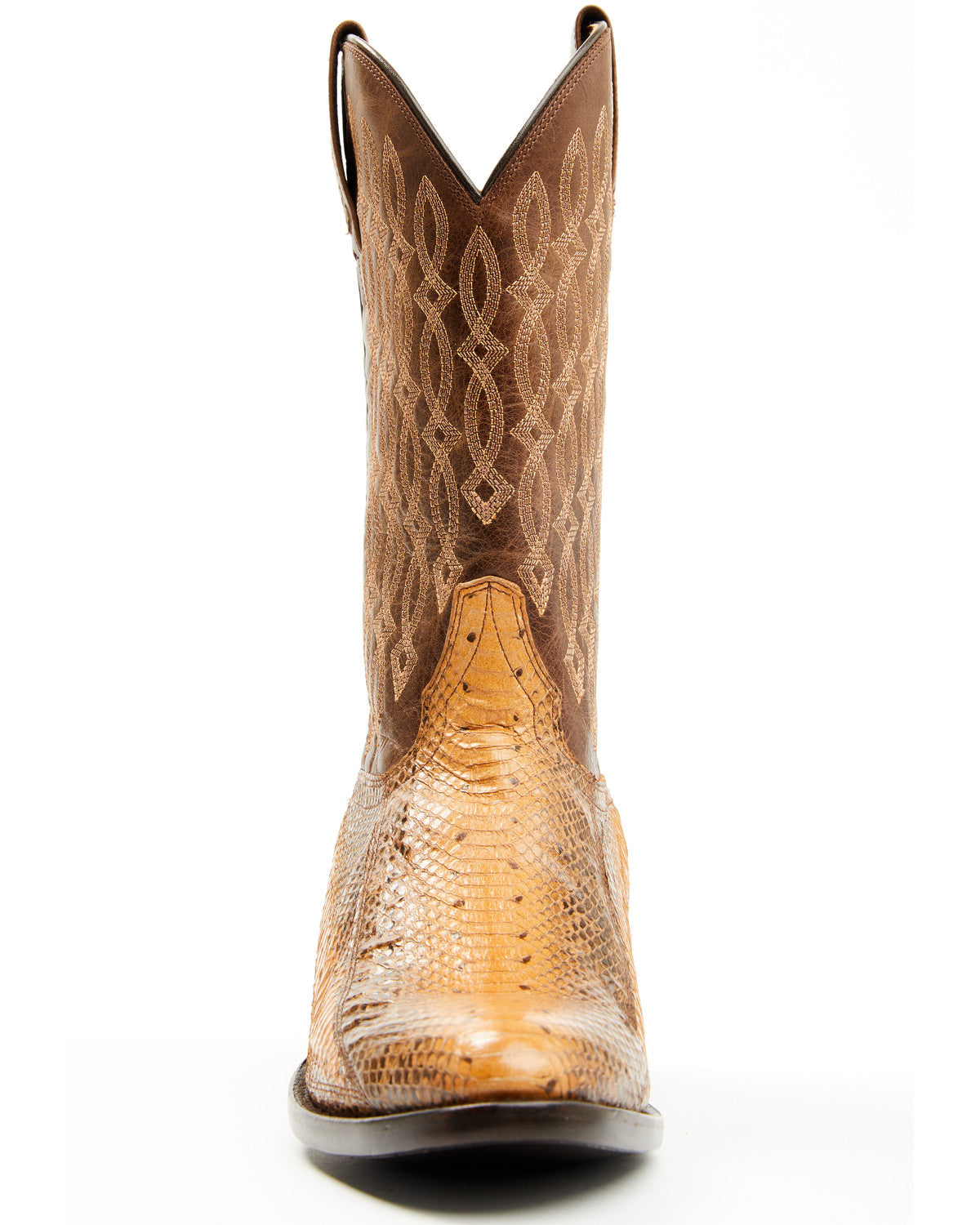 Men's Exotic Water Snake Western Boots - Round Toe Brown
