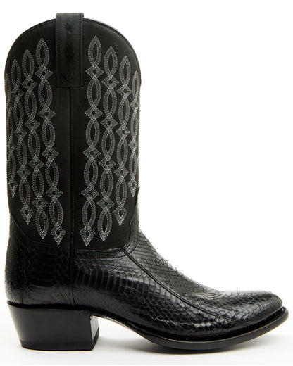 Men's Exotic Snake Western Boots - Round Toe Black