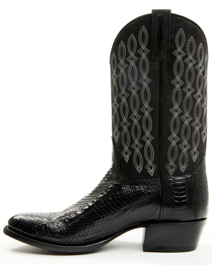 Men's Exotic Snake Western Boots - Round Toe Black