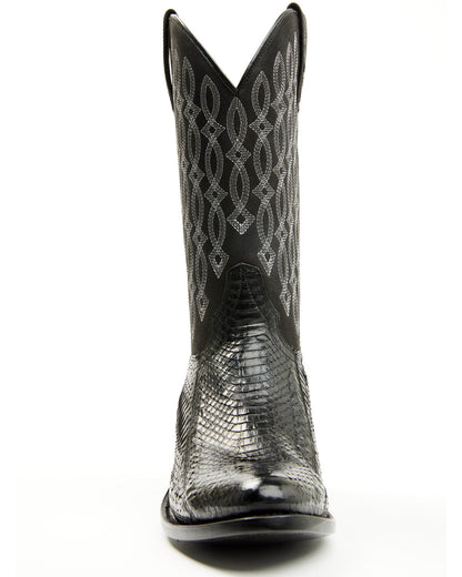 Men's Exotic Snake Western Boots - Round Toe Black