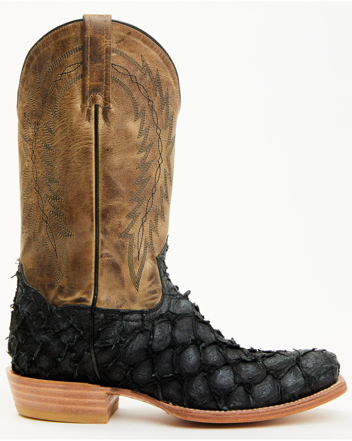 Men's Vaqueras Exotic Pirarucu Western Boots - Square Toe Black