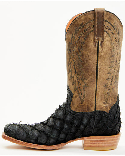 Men's Vaqueras Exotic Pirarucu Western Boots - Square Toe Black