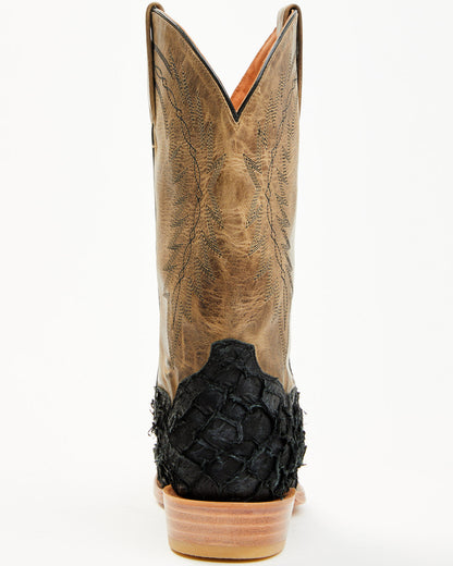 Men's Vaqueras Exotic Pirarucu Western Boots - Square Toe Black