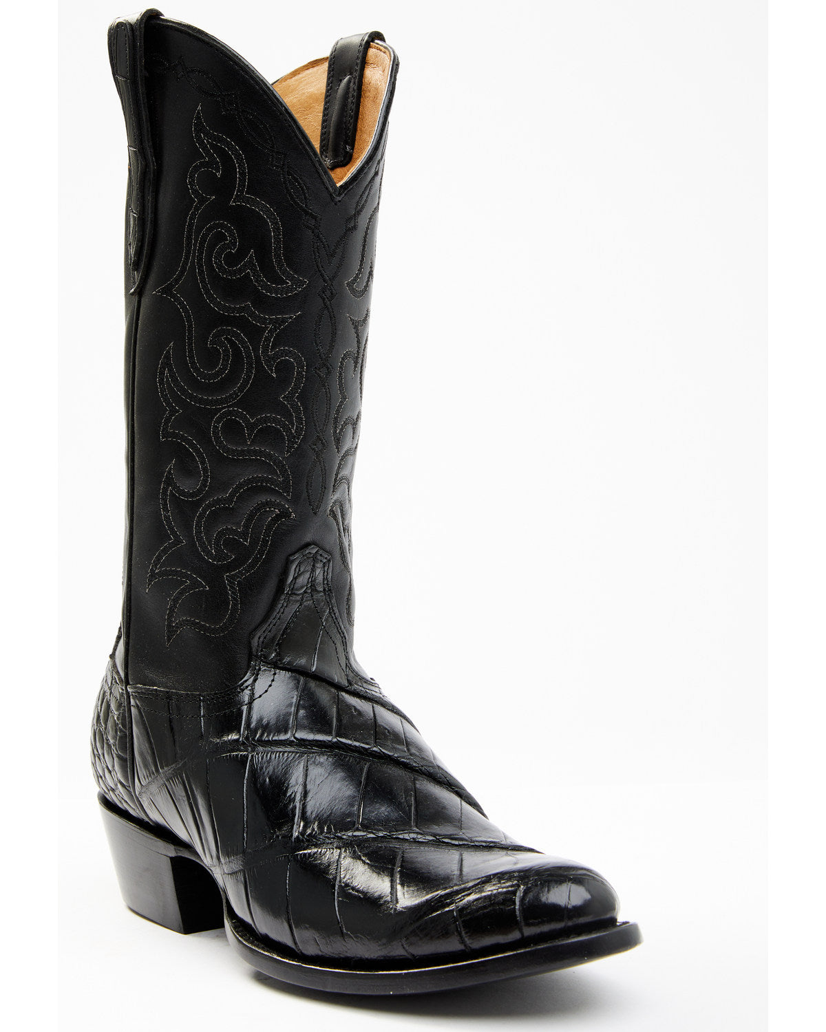 Men's Exotic American Alligator Western Boots - Round Toe Black