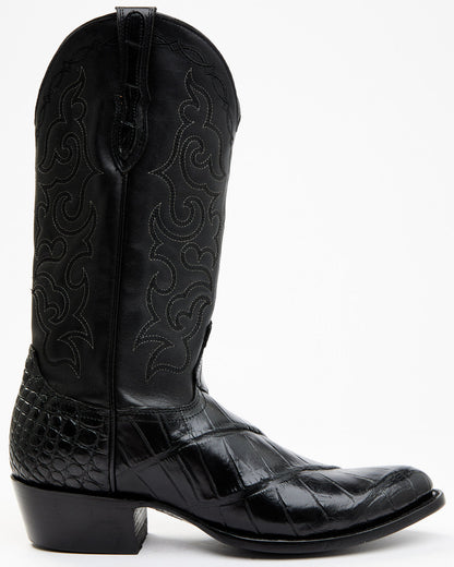 Men's Exotic American Alligator Western Boots - Round Toe Black