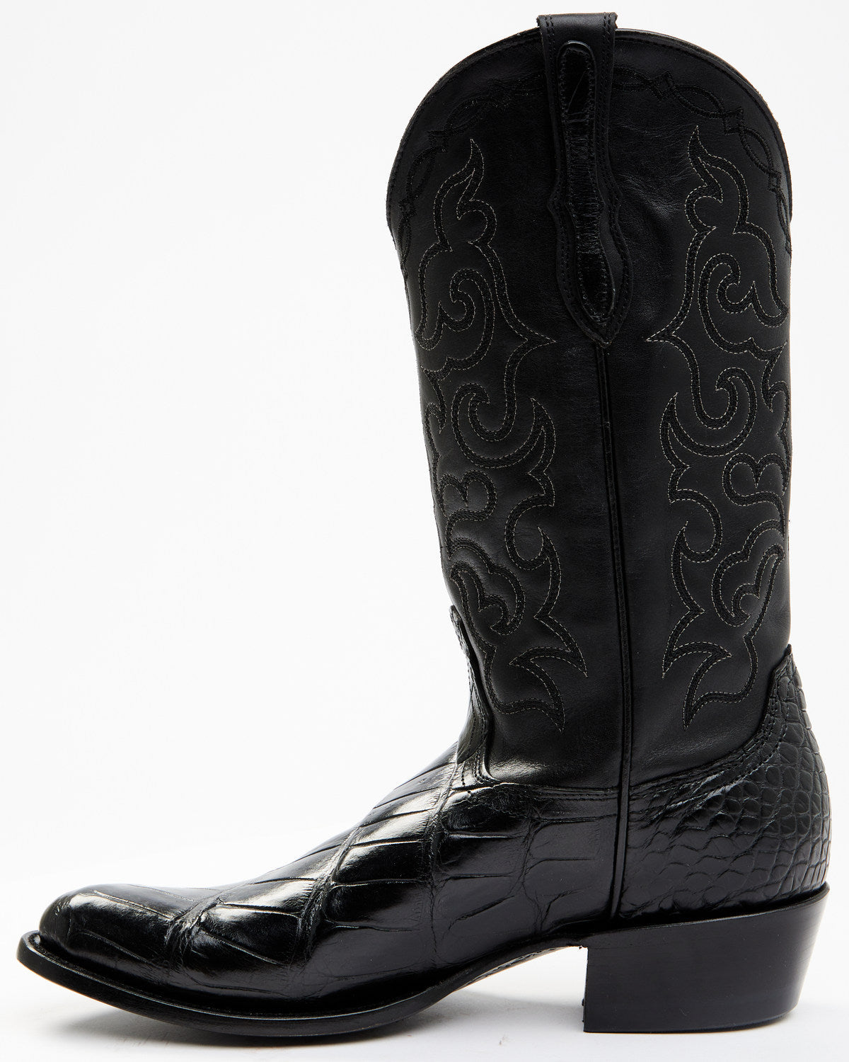Men's Exotic American Alligator Western Boots - Round Toe Black